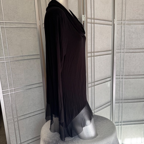 Cha Cha Vente Women's Long Sleeve Black Tunic Cowl Neck Top Hi Low Sz Large - Picture 4 of 10